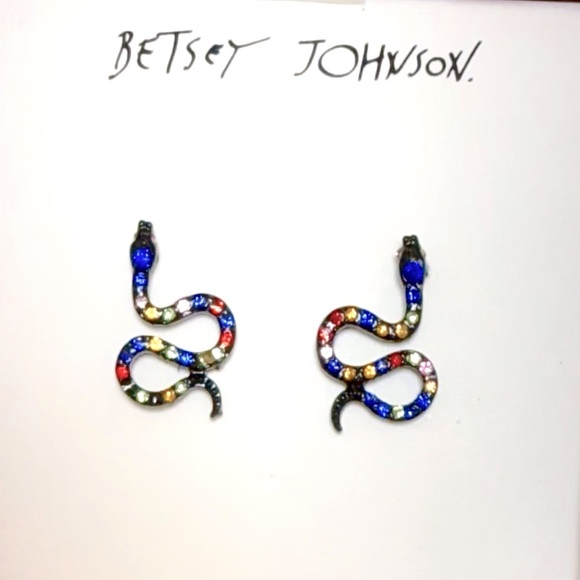Multicolored Enamel Snake Earrings - Picture 1 of 3